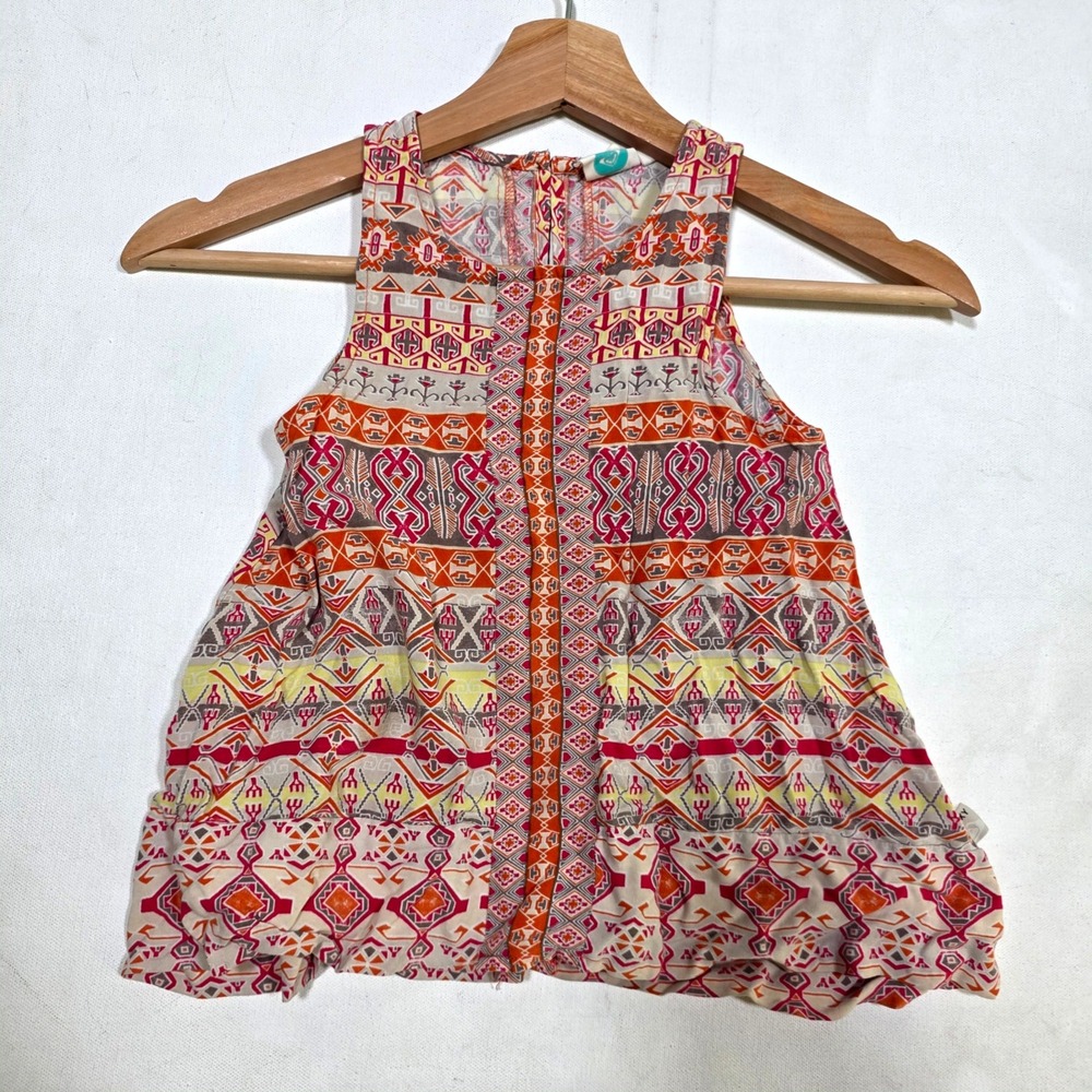 Roxy Girl Tank Top Girls 6X Multicolor Tribal Geometric Boho Sleeveless Shirt
